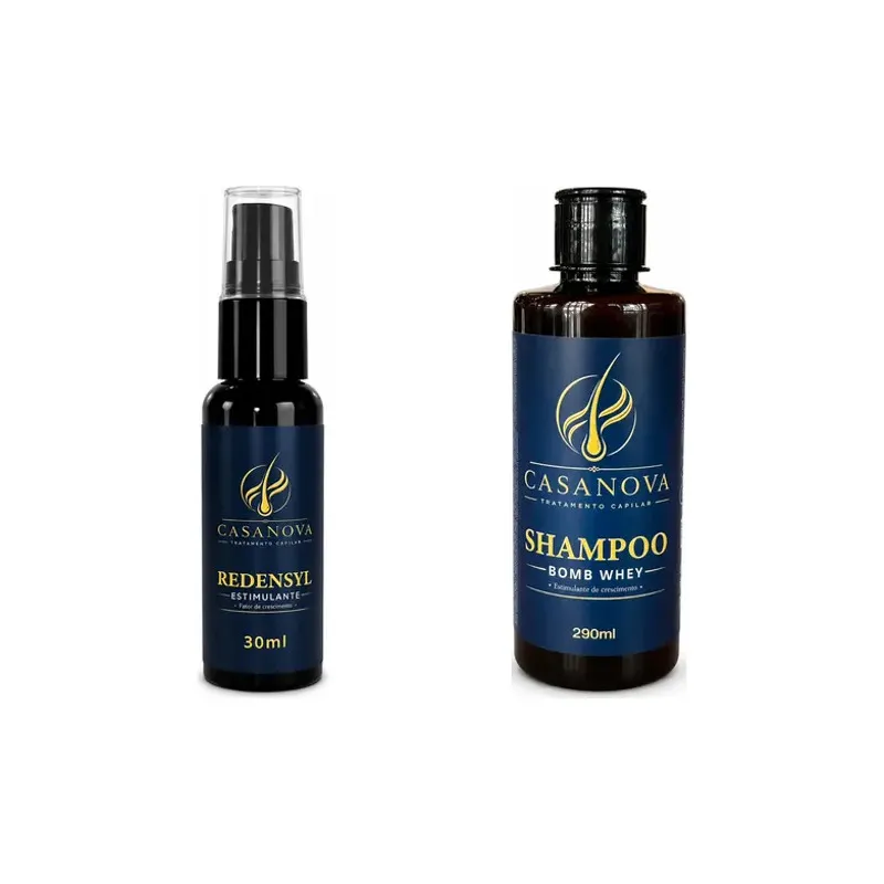 Kit Casanova: Redensyl Estimulante Crescimento Cabelo E Barba Cítrica + Shampoo Fortalecedor Cabelo Barba